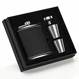 Kasanni Petacas De Alcohol 8oz/230 ML Petaca Personalizada Con Dos Vasos De Chupito Y Un Embudo, La Cantimplora De Cuero Negra Es PequeñA Y Elegante Para Cantimploras De Senderismo