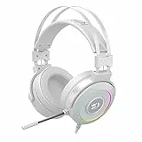 Redragon Lamia 2 H320W RGB Cascos Gaming Blancos - Auriculares con Microfono - Incluye Soporte - Cascos Potentes - USB - 7.1 Virtual - Headset para Juegos - PC Compatible
