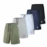 fovdtaa Paquete de 3/5 pantalones cortos deportivos de baloncesto para hombre, de secado rápido, con bolsillos, para entrenamiento, correr, ropa deportiva casual, Paquete de 5, negro, gris, blanco