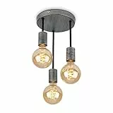 BRILONER - foco de techo, lámpara de techo retro, lámpara de techo vintage, 3x casquillo E27, fabricado en plata, 190x310 mm