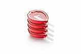 Lékué Pack de Moldes para Helados en Forma de Fresa, Silicona platino Rojo, 95 ml x 4 Unidades
