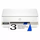 HP Envy 6120e 714L8B, Impresora multifunción de inyección de tinta A4 a color, Conexión Wi-Fi, Impresión a doble cara automática, hasta 10 ppm, 3 meses de impresión Instant Ink con HP+, Blanca