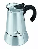 Jata CAX106 - Cafetera Italiana Inducción, Capacidad 6 Tazas, Apta para Todo Tipo de Cocinas, Cuerpo Acero Inoxidable