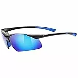 Uvex sportstyle 223, gafas deportivas unisex, de espejo, comodidad sin presión y sujeción perfecta, black/blue, one size