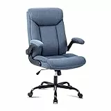 MZLEE Silla de oficina ergonómica para ordenador, silla de trabajo giratoria con reposabrazos plegable, altura ajustable, cómoda para la oficina o juegos en casa (azul marino)