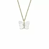 Fossil Collar para Mujer Radiant Wings Collar Cadena Mariposa Nacar Blanca, Longitud: 406mm+60mm, Ancho: 13.2mm, Altura: 11mm, JF04424710