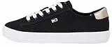 Tommy Hilfiger Sneaker con Suela Vulcanizada Mujer Canvas Lace Up Elegante, Negro (Black), 39