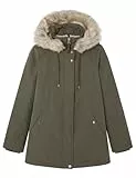 Springfield Parka con Capucha con Cremallera Frontal, Cordones Y Bolsillos Chaqueta, Marfil, XS para Mujer