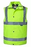 Oralidera Chaleco Acolchado de Seguridad para Hombre Invierno Cálido Chaleco Reflectante de Trabajo Alta visibilidad Chaqueta de Seguridad Sin Mangas, Verde, XXL