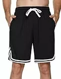 Litherday Pantalones Cortos Hombre Deportivo Verano Algodón Transpirables y Cómodos con Bolsillos para Running Fútbol Gimnasio Entrenamiento Negro M