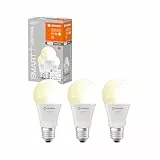 LEDVANCE Lámpara LED inteligente con tecnología WiFi, casquillo E27, regulable, blanco cálido (2700 K), sustituye a las lámparas incandescentes por 60W, SMART+ WiFi Classic Dimmable, pack de 3
