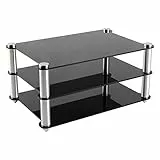 KGUSS Mini HiFi Stand Rack Negro Acrílico 2 Capas Audio Componente Rack Soportes de aluminio Pequeño escritorio Rack para dispositivos de audio HiFi dac Amplificador Amp (Negro)