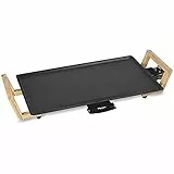 Bestron Plancha electrica para cocinar en diseño ASIA, plancha cocina con revestimiento antiadherente, Parrilla eléctrica para hasta 4 personas, 2000 vatios, color: negro