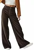 CheChury Pantalón de Pana Pantalones Mujer Pantalon Ancho Pantalones Largos Casuales Vintage Cintura Alta Elástico Sueltos Rectos Elástico Cintura Alta Jogging Fitness con Bolsillos Otoño e Invierno