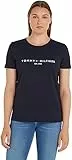 Tommy Hilfiger Camiseta de Manga Corta Mujer Heritage con Cuello Redondo, Azul (Desert Sky), L