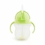 Munchkin Vaso de entrenamiento Click Lock Tip and Sip con pajita abatible, Verde, 7oz/207ml