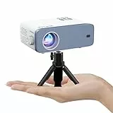 Mini Proyector Portatil con Tripode, 12000 Lumen Videoproyector Cine en Casa Full HD 1080P, VOPLLS Proyector para Zoom del 50%, Compatible con HDMI, USB, AV, Teléfono/Tableta/Portátil/PC/TV Box (Grey