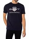 GANT Reg Archive Shield SS T-Shirt Logo, Evening Blue, L para Hombre