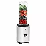 WMF Kult X - Batidora de Vaso Individual Mix & Go Mini, 300 W de 0.6 L de Capacidad y 4 Cuchillas Acero Inoxidable Cromargan, Exterior Acero Inoxidable de Cromargan, depósito de TRITAN libre de BPA