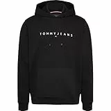 Tommy Jeans Sudadera Hombre Linear Logo con Capucha, Negro (Black), L