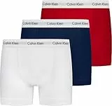 Calvin Klein Trunk 3pk 0000u2662g Bóxer, Multicolor (White/Red Ginger/Pyro Blue), M Hombre