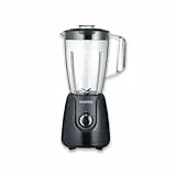 SEVERIN Batidora de vaso de tritán, batidora picadora con 2 velocidades y pulsación adicional, batidora eléctrica con cuchillas de acero inoxidable, 600 W, 1,5 L, negro, SM 3707