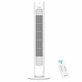 Aigostar Ventilador de Torre con Mando a Distancia, Silencioso, 3 Velocidades y 3 Modos, Oscilación 70°, Ventilador Portátil con Temporizador de 7 horas, Altura 86cm, 50W, Blanco, Robert