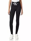 Calvin Klein Logo High Waist Legging, Negro (Black), L para Mujer