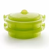 Lékué Vaporera silicona platino 2 niveles, Verde, 22 cm
