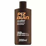 PIZ BUIN Allergy Sun Sensitive Skin Lotion FPS 50 (200 ml), protector solar corporal con FP50, protección solar muy alta para pieles sensibles, loción corporal con filtros UVA/UVB