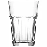 Tradineur - Set de 6 vasos de cristal clásicos 'Aras', base gruesa, resistentes, aptos para lavavajillas, refrescos, agua, bebidas, 12 x 8,3 cm, 365 ml