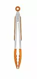BRA Efficient Pinzas de Cocina de 28,5 cm, Fabricadas en Acero INOX, Nailon y Silicona, Combinación de Estilo Moderno y Funcionalidad, Para Cocinar o Servir Ensaladas, Color Naranja