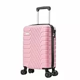Max Star Maleta de Viaje Cabina MS-5257 XS 53x34x19cm, Resistente, Ligera, Impermeable, 4 Ruedas Dobles Giratorias 360º, Maleta de Mano Rígida, Seguridad Numérica (Rosa)