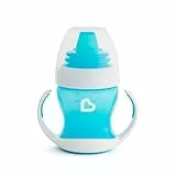Munchkin Taza de Transición Suave para Bebé, Tazas para Bebés y Niños Pequeños con Asa y Tapa, Libre de BPA, Sin Derrames, A Prueba de Fugas, Tazas de Silicona para Niños de 4m+ 118ml, Azul