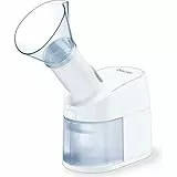 Beurer SI 40 Nebulizador de vapor, Inhalador de senos nasales para uso en boca, nariz y garganta para resfriados, nebulización de líquidos y aceites esenciales, extra silencioso