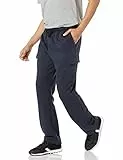 Amazon Essentials Pantalones Deportivos Tipo Cargo de Forro Polar con Dobladillo Abierto Hombre, Azul Marino, L