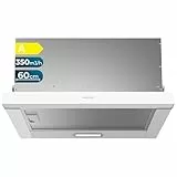 Cecotec Campana Extractora Telescópica 60 cm Bolero Flux TLM 603500 White A. Motor 70W, Potencia Succión 350m3/h, Control Mecánico, 2 Niveles de Potencia, Luz y Filtro de Carbono, Acabado Blanco