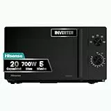 Hisense H20MOBP1HI - Microondas 20 Litros, 700W, Inverter Expert, Descongelación Rápida, Calentamiento Uniforme, Silencioso, Revestimiento Cerámico, Cristal Premium, Modo ECO, 5 Programas