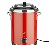 Buffalo - Olla sopera eléctrica de acero inoxidable con asas de 5,7 l, 348 x 255 mm. Color rojo