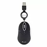 NGSIN Black - Ratón Óptico 1000dpi con Cable Retráctil USB, Ratón para Ordenador o Portátil con 2 Botones, Ambidiestro
