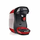 Bosch - Cafetera multibebida TASSIMO HAPPY, más de 40 especialidades, OneTouch, servicio individual, tamaño compacto, INTELLIBREW, negro y rojo, TAS1003