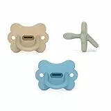 Suavinex, Pack 3 Chupetes Todo Silicona, para Bebés 6/18 Meses, con Tetina Fisiológica Sx Pro, Súper Blandito y Flexible, Ideal para Dormir, Respeta el Desarrollo Bucodental, Azul, Verde, Beige