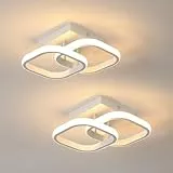 Comely 2 Paquetes LED de Techo Modernas, 24W 2700LM Pequeña Lámpara de Techo LED Interior Cuadrada para Dormitorio, Pasillo, Balcón, Luz Cálida de 3000k, Blanco, 24cm