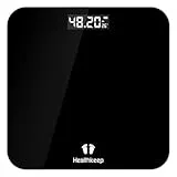 Healthkeep Báscula de Baño Digital,Balanza Peso Corporal de Alta Medición Precisa,Máximo 180kg, con Tecnología Step-On, Negro
