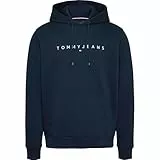 Tommy Jeans Sudadera Hombre Linear Logo con Capucha, Azul (Dark Night Navy), XL