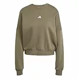 adidas Mujer Essentials Small Logo Feel Cozy Relaxed FIT Sweatshirt, Olive strata/White, XS
