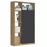 MUEBLES PITARCH | Armario Recibidor Entrada una Puerta con Barra Frontal para Colgar y estantería, Roble Gold y Gris,180x100x35 cm, Gran Capacidad, Moderno, Modelo Neo