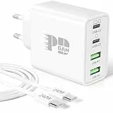 65W Cargador USB C, 4-Porte GAN Ultra Carga Rapido Fast Charger + 240W Cavo Tipo-C 2M Cargador per MacBook Air/Pro, iPhone 16e/16 15 Pro MAX, Xiaomi, Redmi, Samsung Galaxy S25/S24, Laptop, iPad