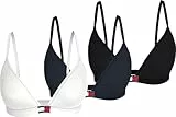 Tommy Hilfiger Sujetador bralette Mujer Pack de 3 Triangle sin relleno, Multicolor (Black/ Navy Rib/ White), L