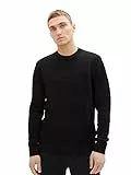 TOM TAILOR Jersey de punto vaquero de hombre con estructura de algodón, Negro (29999-Negro), XXXL